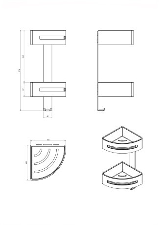 Душевая полка LANGBERGER ACCESSORIES 75862 подвесная с крючком для водосгона цвет хром