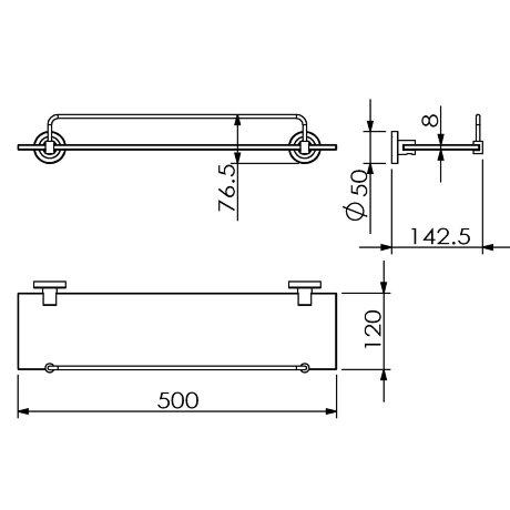 Полка LANGBERGER BURANO 11051E подвесная цвет хром